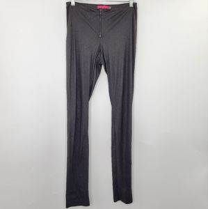 Alice + Olivia Black Faux Leather Animal Print Leggings Rocker